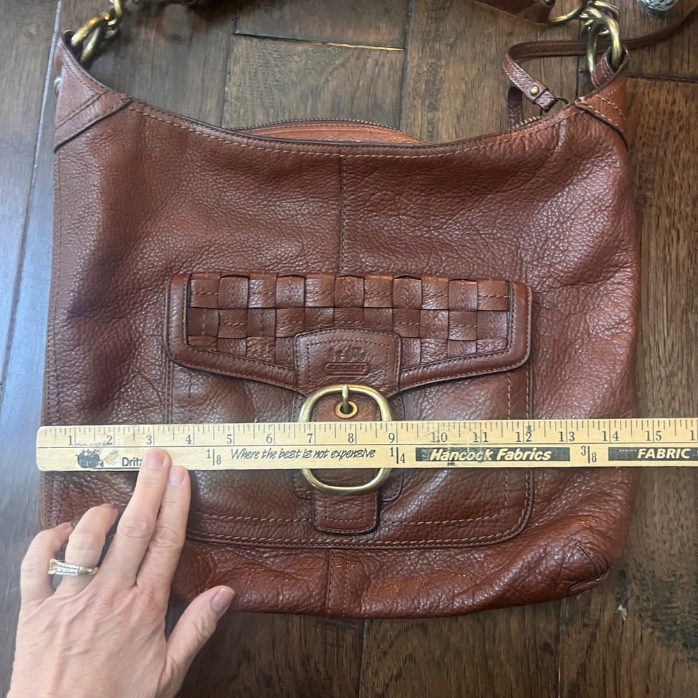 VTG Coach Bleecker hobo Brown Pebbled Leather Woven Shoulder Bag 12378 - Picture 7 of 9